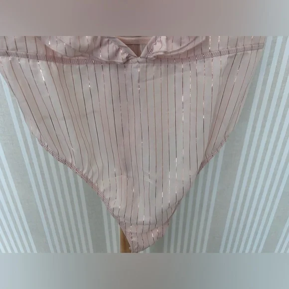 Victoria’s Secret Teddy Bodysuit Pink w/ Gold Metallic Stripe Size Large NWT - Picture 5 of 10